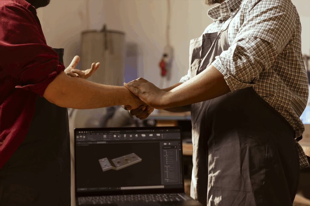 Micro empreendedor Individual (MEI) e cliente apertado as mãos