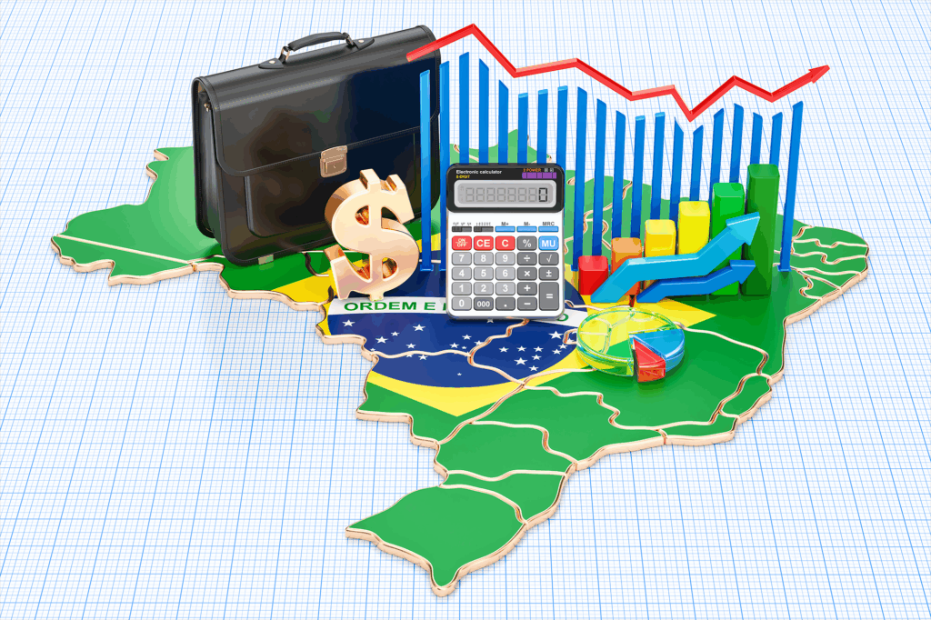 Comércio empresarial e finanças na renderização 3D do conceito Brasil
