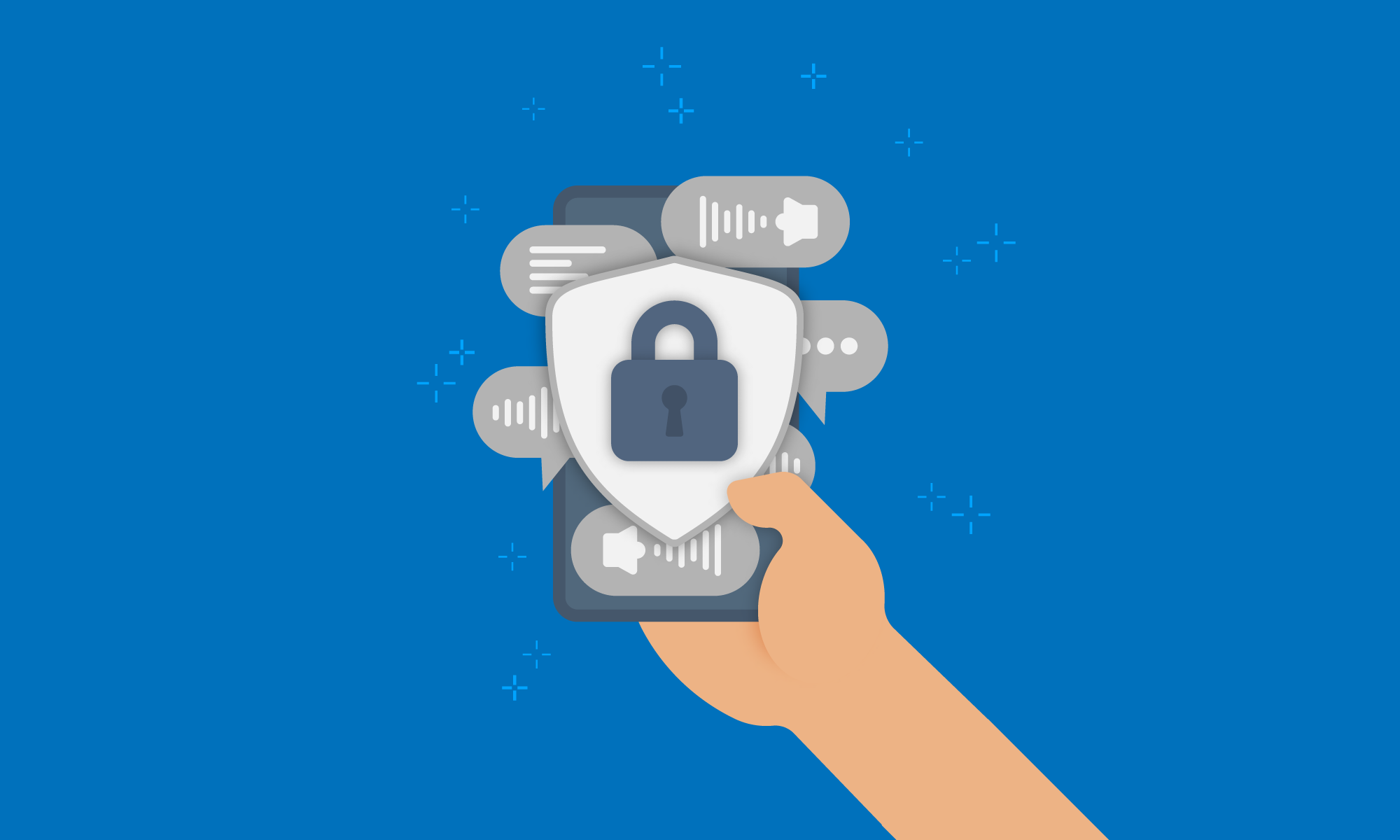 Interface de smartphone bloqueada na mão