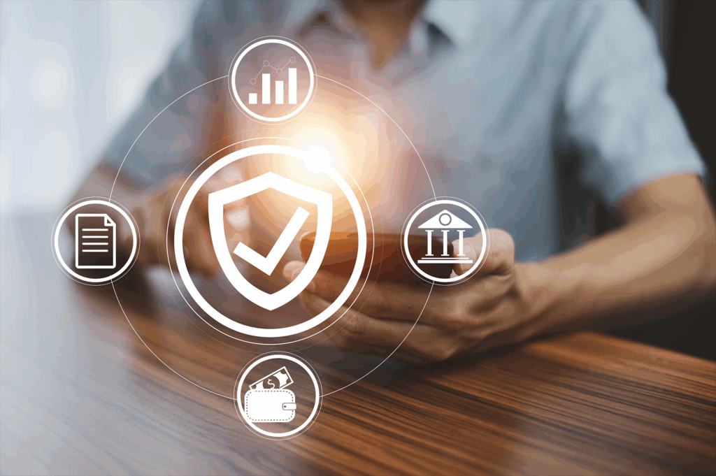 Investimento do homem para o conceito de seguro futuro seguro de saúde seguro de vida seguro residencial