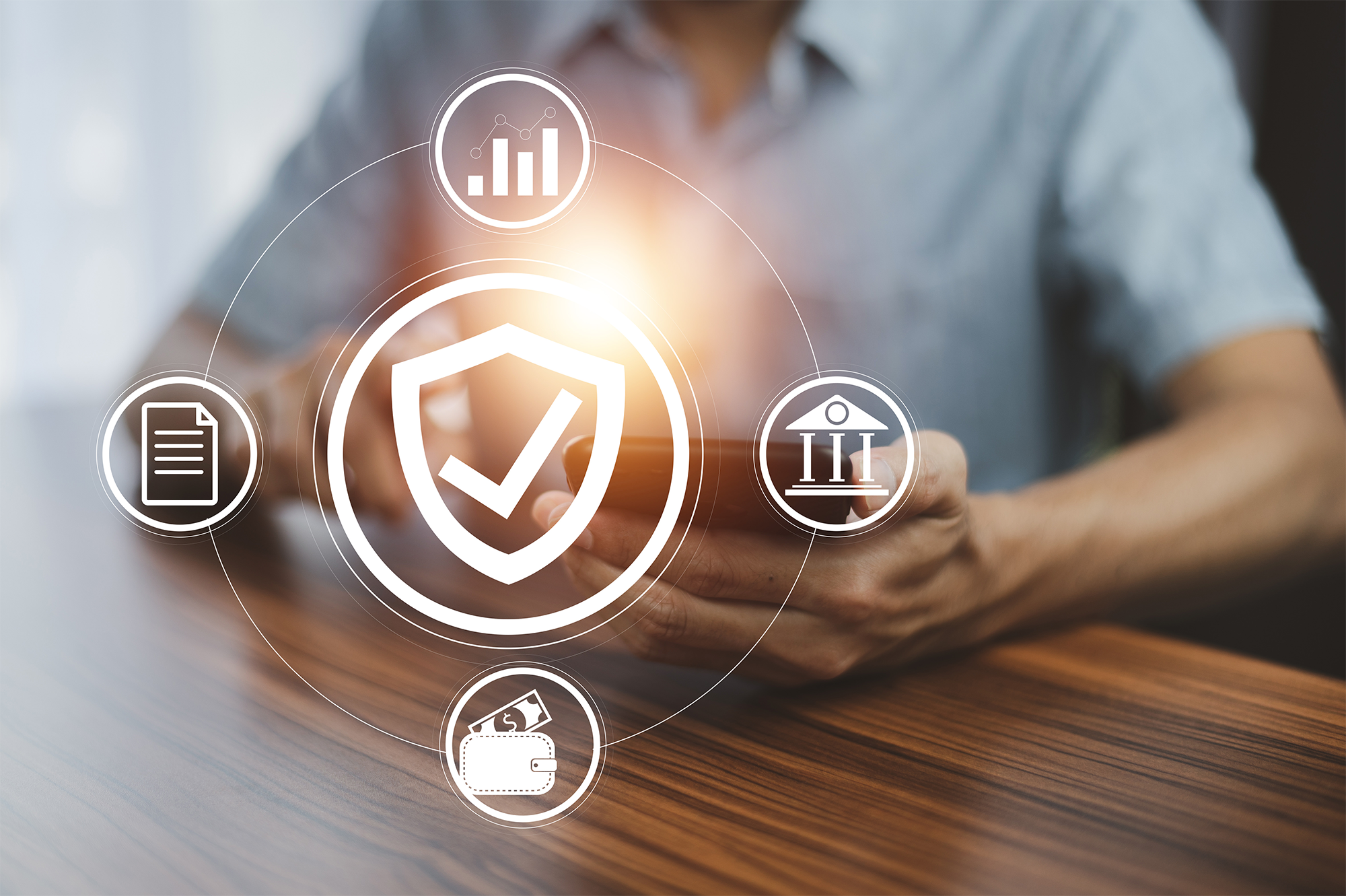 Investimento do homem para o conceito de seguro futuro seguro de saúde seguro de vida seguro residencial