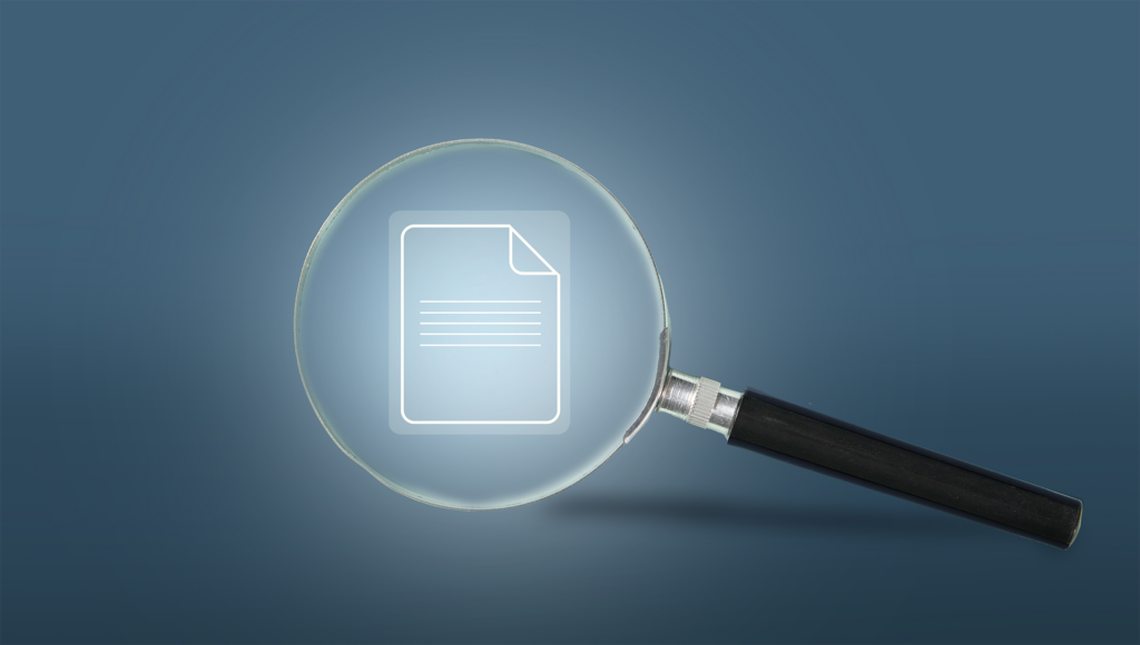 Lupa e ícone de arquivo