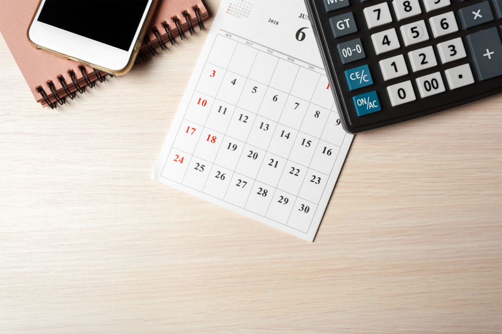 Área de trabalho. Calendário